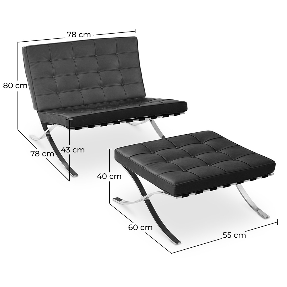 Design-Sessel mit Fußstütze - Lederbezug - Town image 10