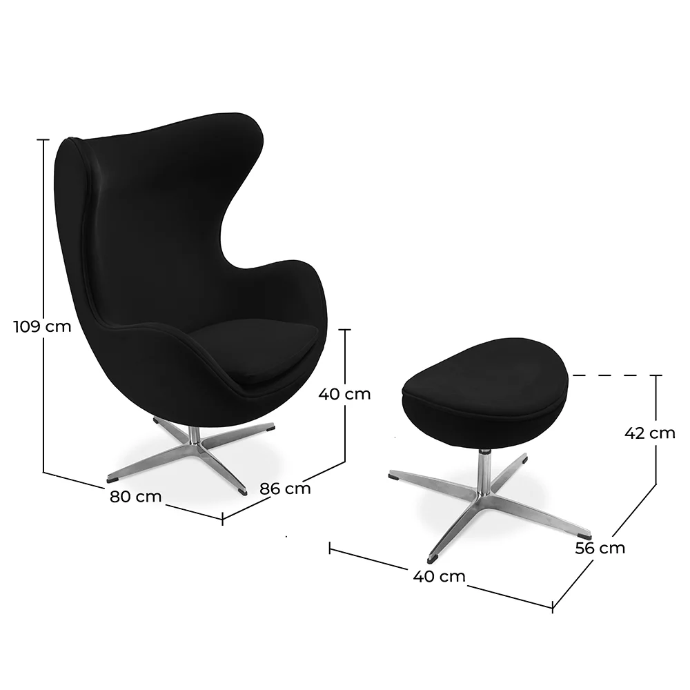 Fauteuil avec repose-pieds design en forme d'œuf - Revêtement en tissu - Brave image 10