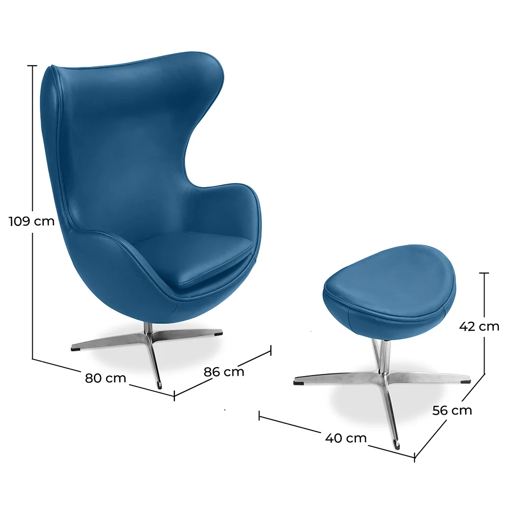  Eier-Design Sessel mit Fußstütze - Bezug aus Kunstleder - Brave image 10