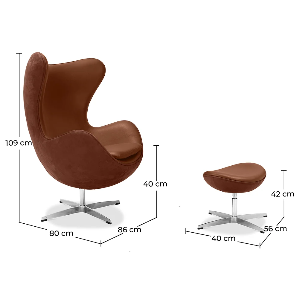 Sessel mit Fußstütze im Ei-Design - Lederbezug - Brave image 10