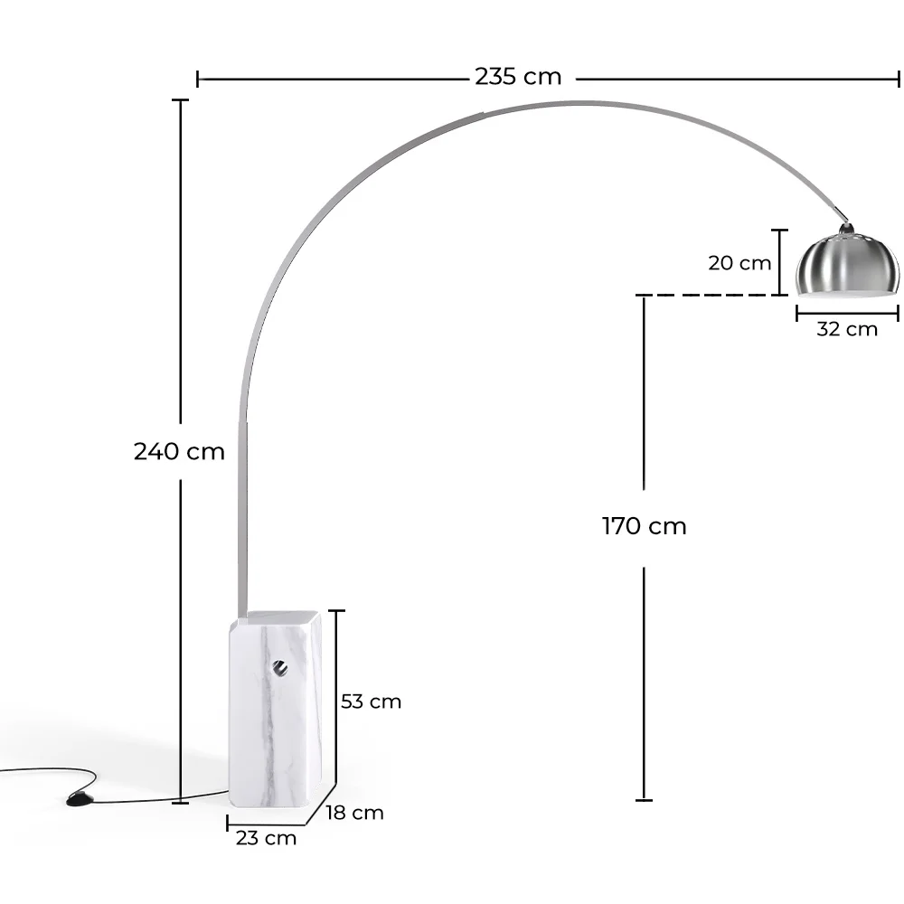 Stehlampe mit Marmorsockel - Wohnzimmerlampe - Bow image 10