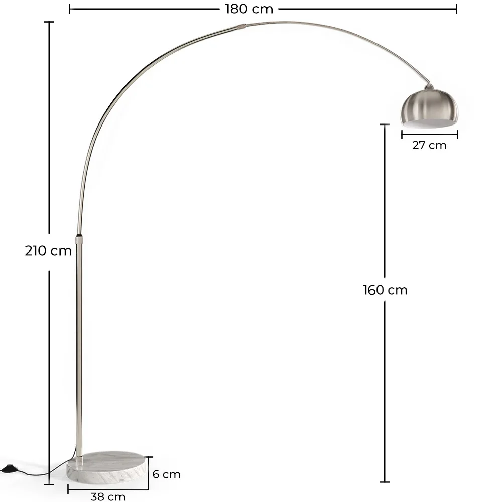 Gewölbte Metall-Stehlampe mit rundem Marmorfuß – Arko image 10