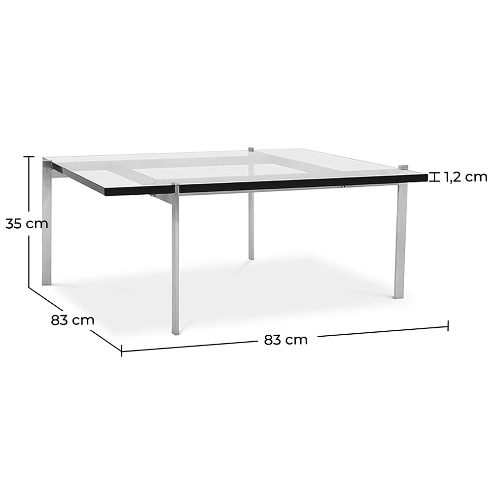 Quadratischer Couchtisch - Stahl & Glas - 12mm - Billo image 10