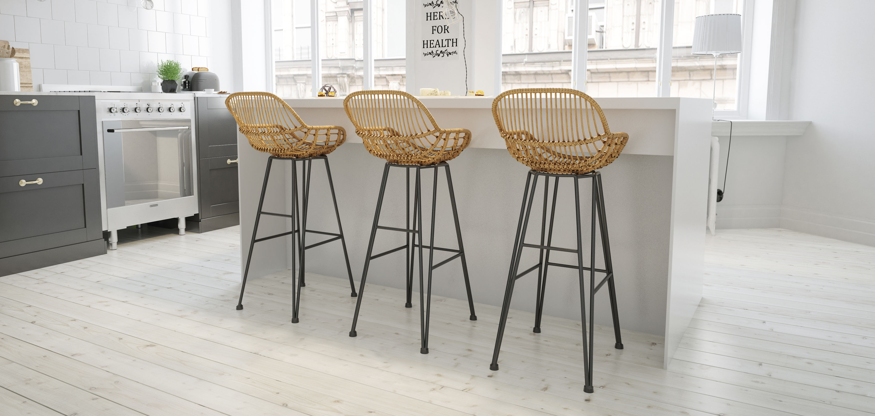 Barhocker aus synthetischem Korbgeflecht 75cm - Many