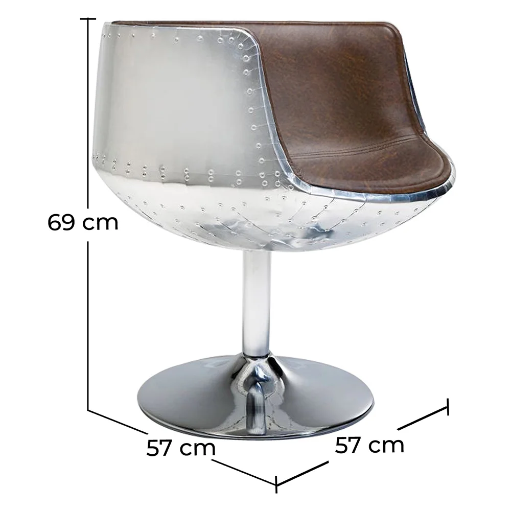 Loungesessel - Design Sessel - Kunstleder und Metall - Cognac image 10