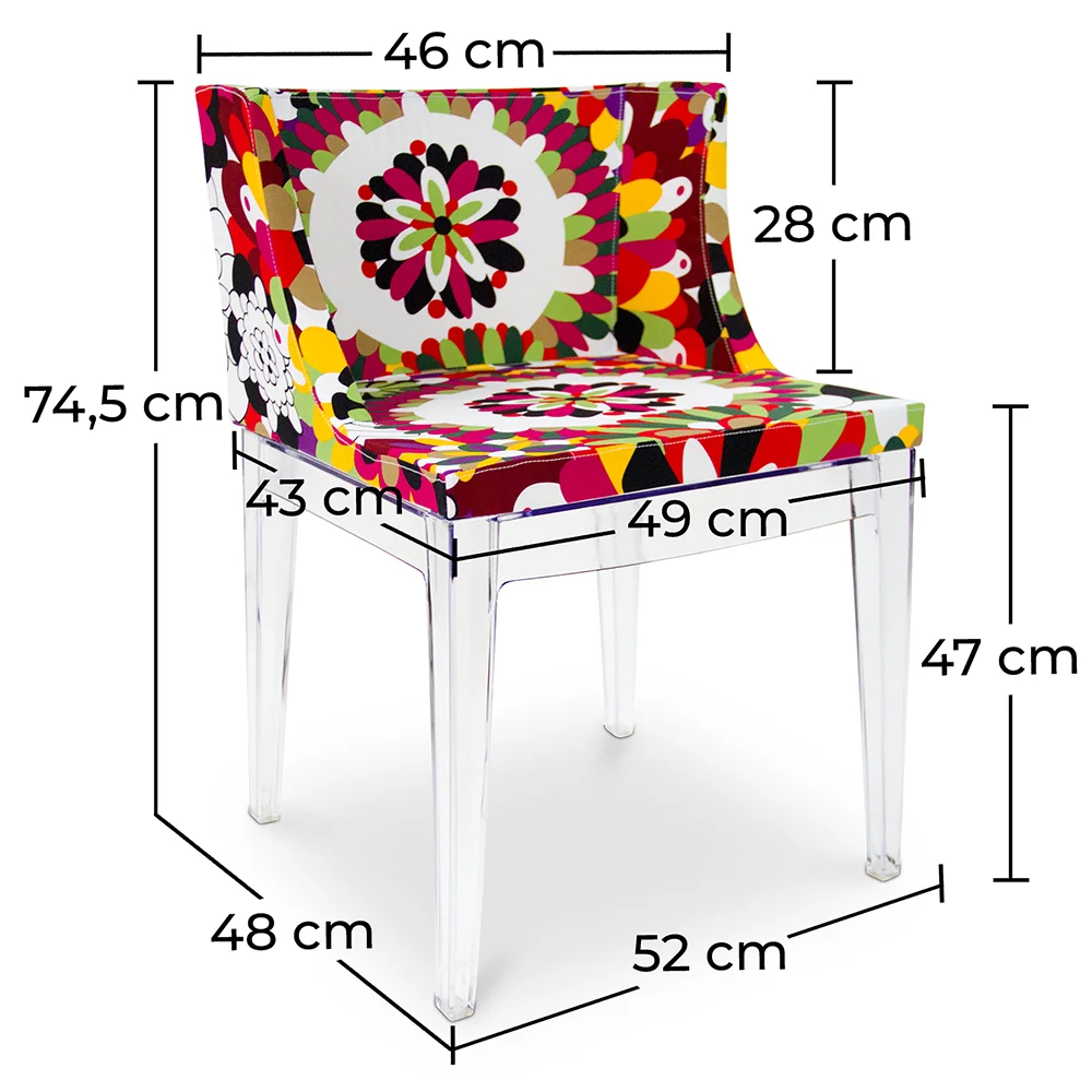 Esszimmerstuhl - Transparente Beine - Gemustertes Design - Miss Style image 10