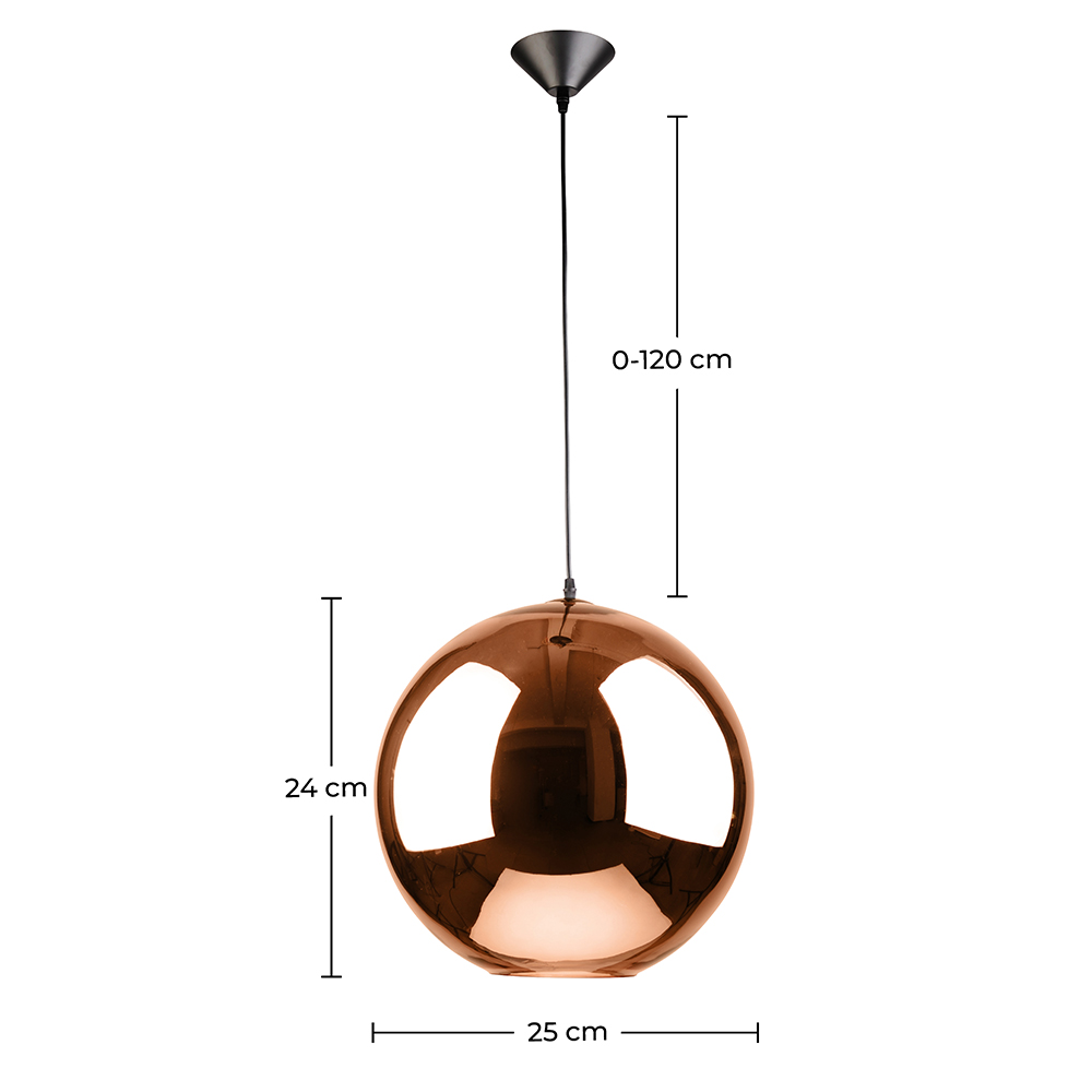 Deckenlampe - Metallkugel-Hängeleuchte - 25 cm - Range image 10