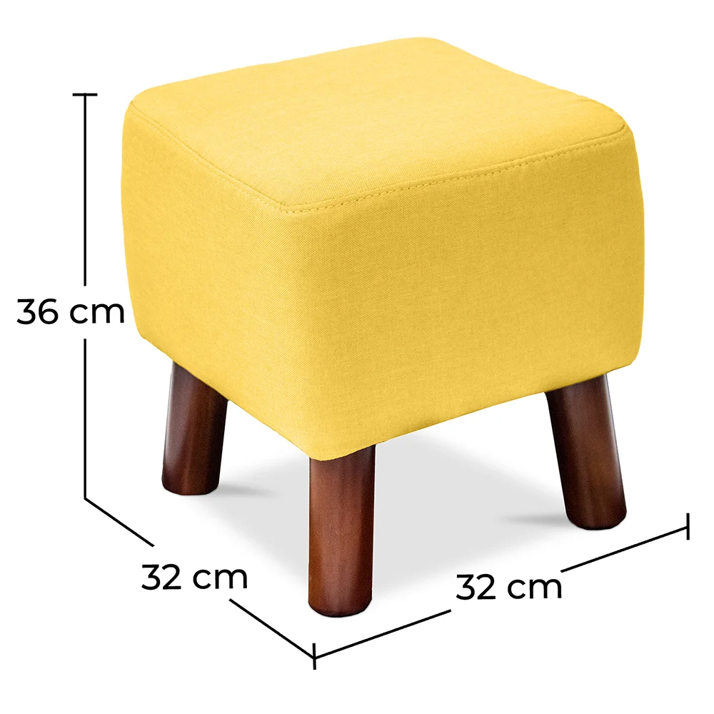 Quadratischer Fußhocker - Leinen gepolstert - Holz - Nor image 10