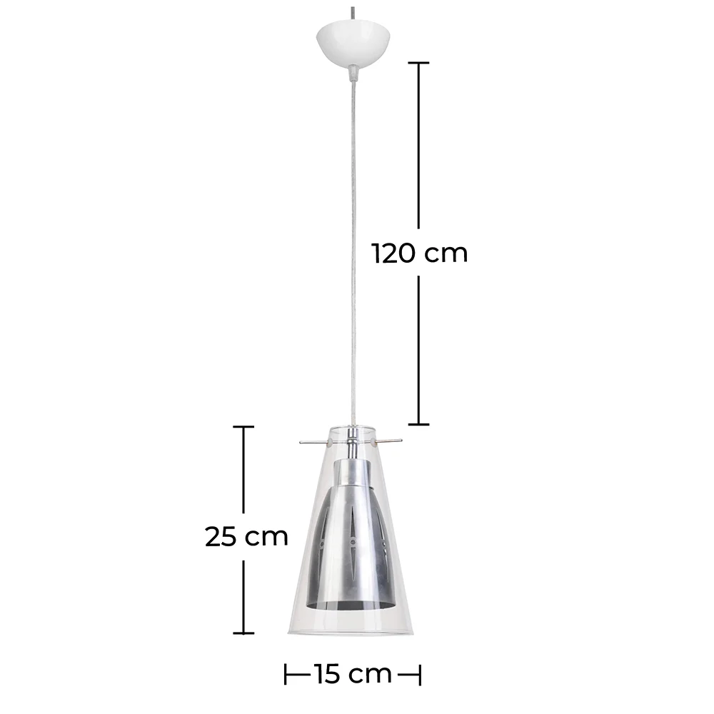 Deckenlampe - Pendelleuchte - Stahl und Glas - Apolo image 10