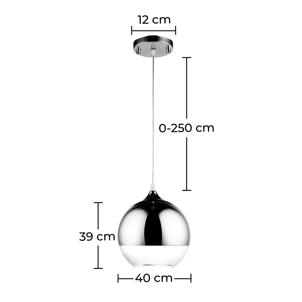 Kugelförmige Deckenleuchte - Pendelleuchte aus verchromtem Metall - 40cm - Speculum image 10