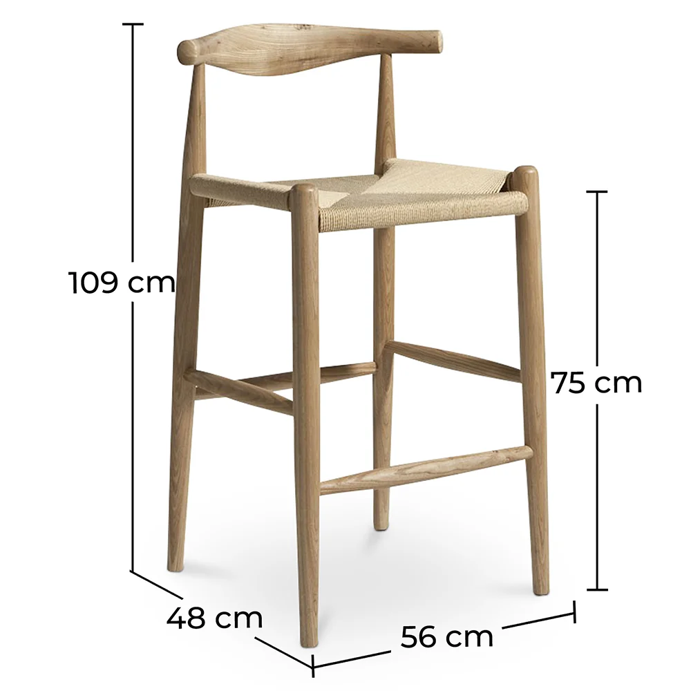 Boho Bali Design Barhocker - Holz - 75cm - Elb image 10