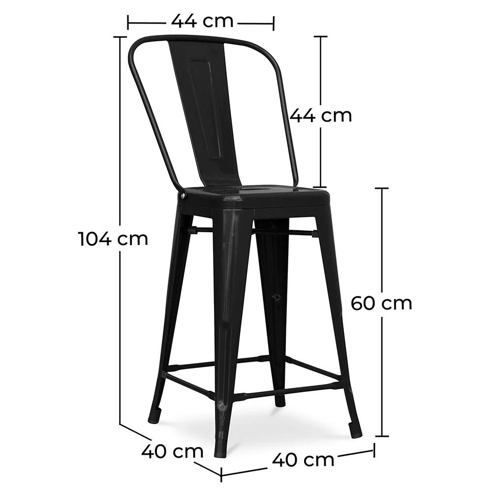 Barhocker mit Rückenlehne - Industriedesign - 60cm - Stylix image 10
