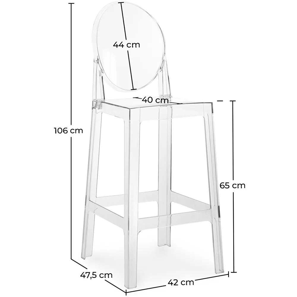 Barhocker mit Rückenlehne - Transparentes Design - 65cm - Victoria Queen image 10