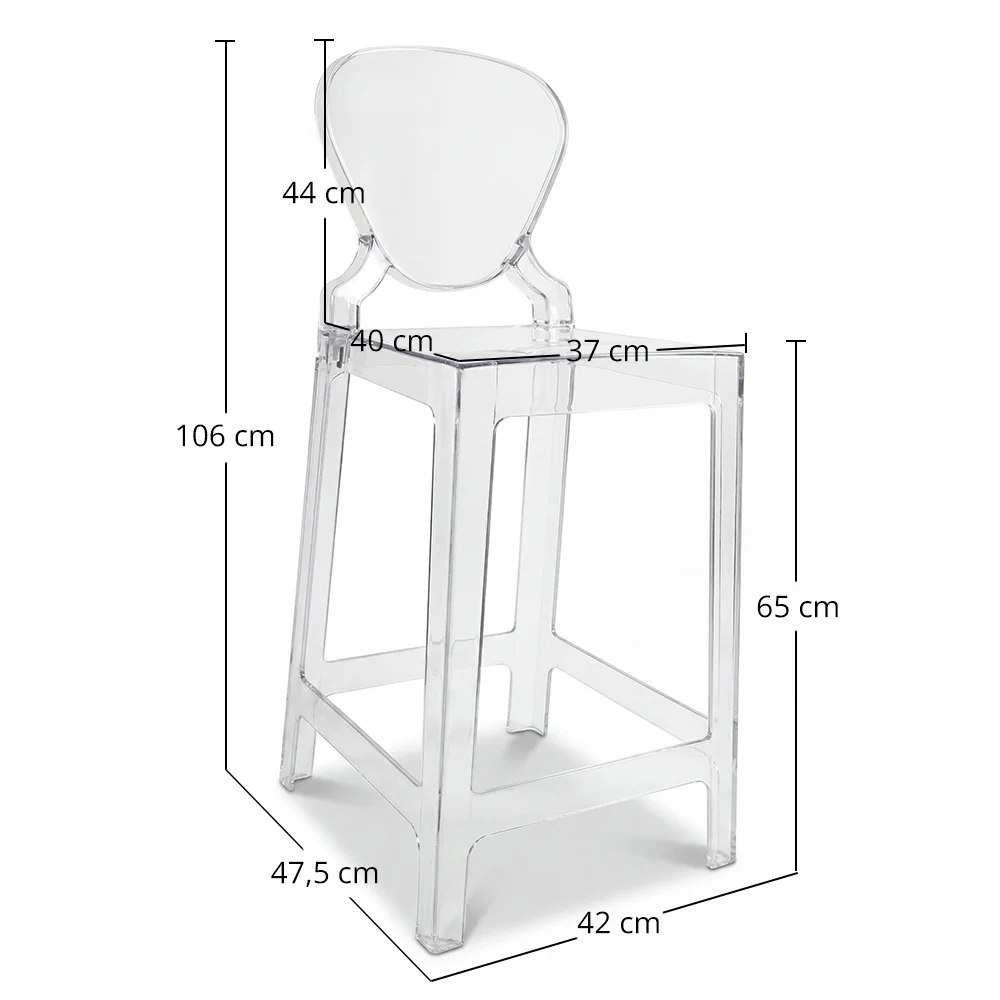 Barhocker mit Rückenlehne - Transparentes Design - 65cm - Victoria Queen image 10