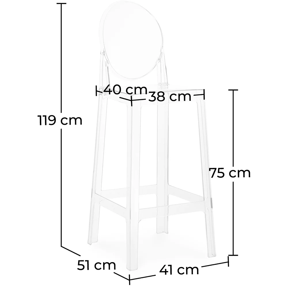 Barhocker mit Rückenlehne - Transparentes Design - 75cm - Victoria Queen image 10