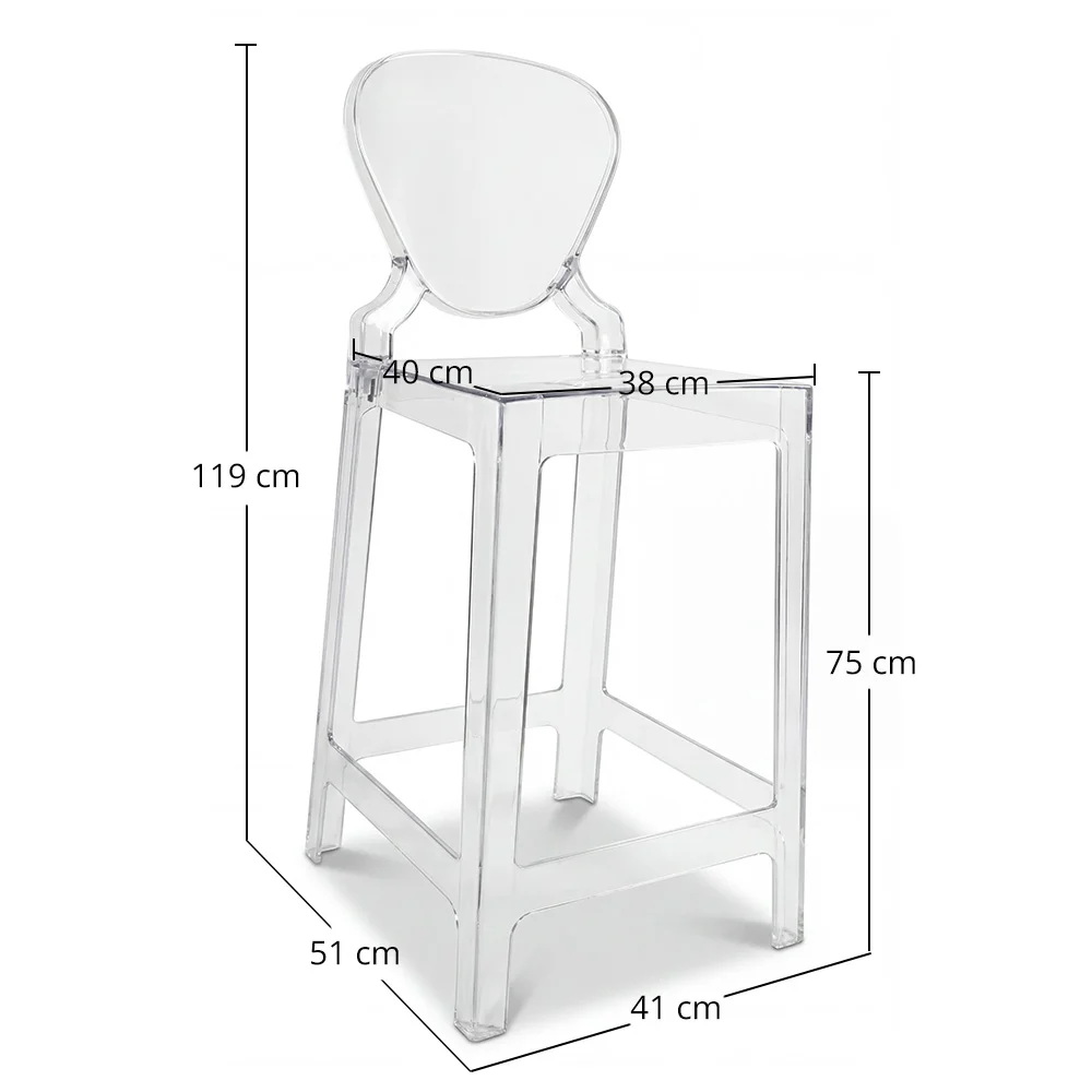 Barhocker mit Rückenlehne - Transparentes Design - 75cm - Victoria Queen image 10
