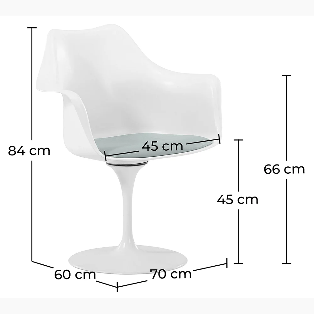 Esszimmerstuhl mit Armlehnen - Weißer Drehstuhl -Tulipan image 10