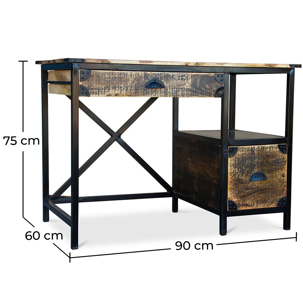 Holzschreibtisch mit Schubladen - Industriedesign - Nashville image 10