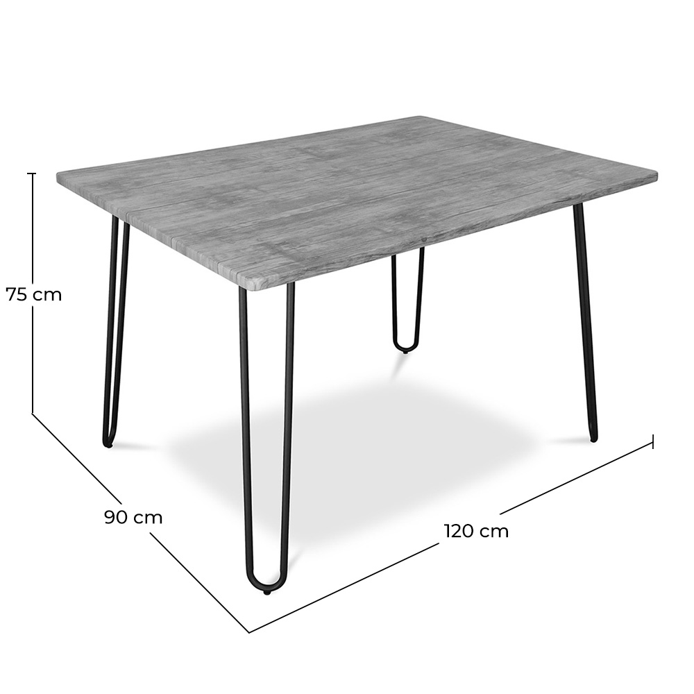 Rechteckiger Esstisch - Industriestil - Holz und Metall - 120 cm - Hairpin image 10