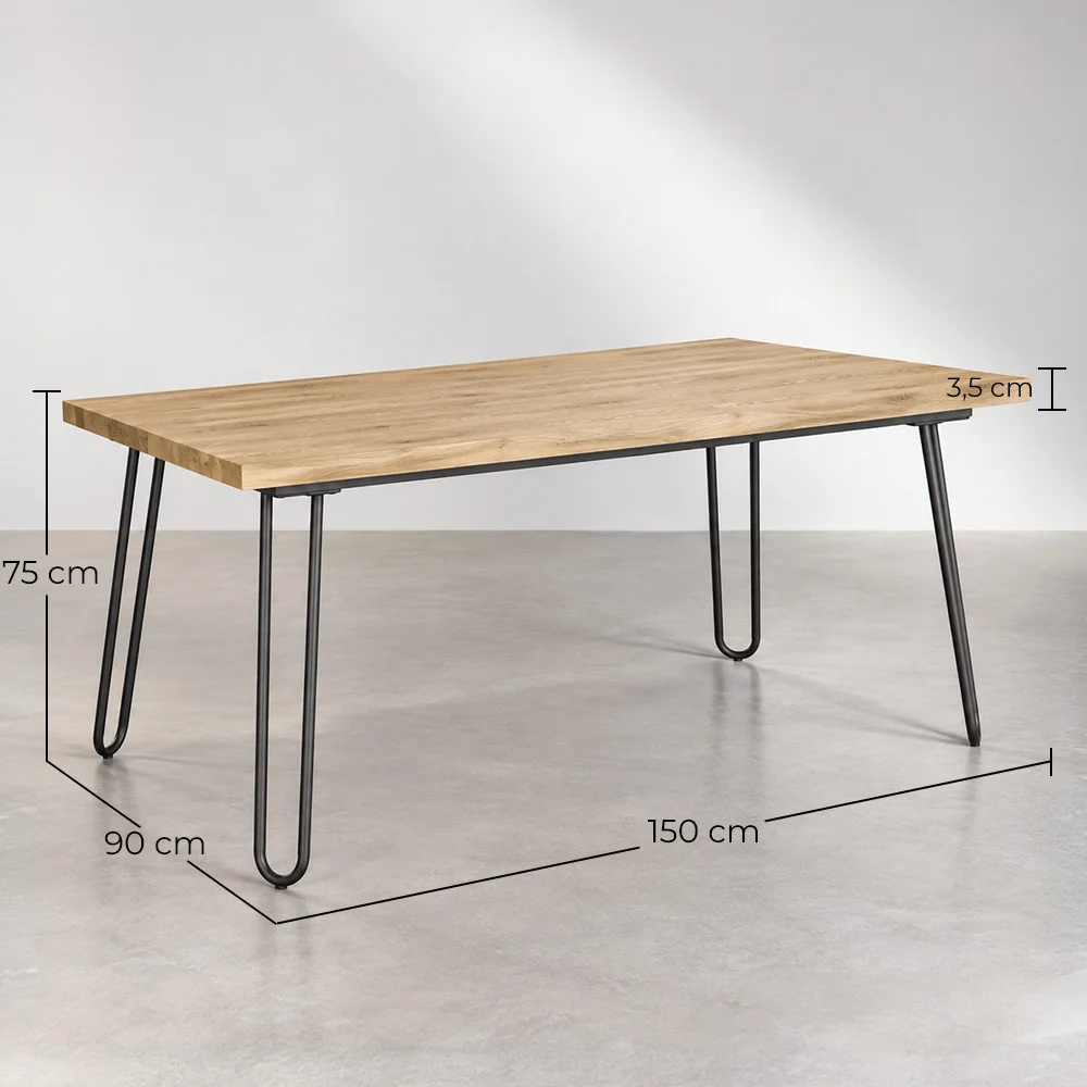 Rechteckiger Esstisch - Industriestil - Holz und Metall - 150 cm - Hairpin image 10