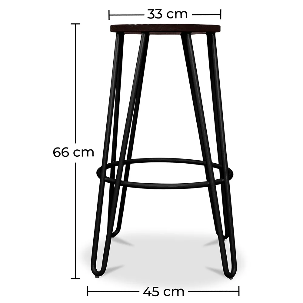 Runder Hocker - Industriedesign - Holz & Metall - 66cm - Hairpin image 10