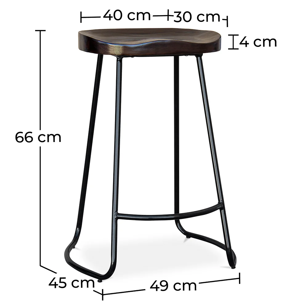 Barhocker - Industriedesign - Holz und Metall - 66 cm - Adriel image 10