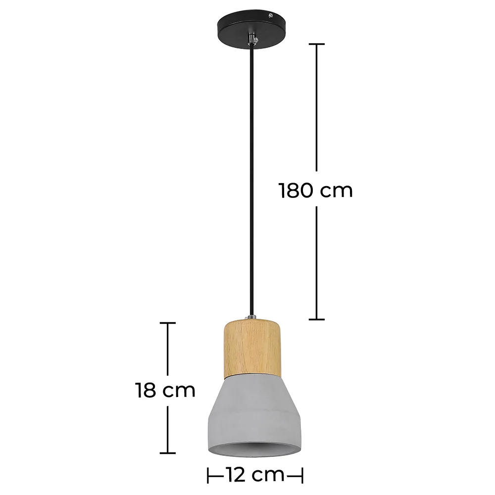 Holz- und Betondeckenlampe - Pendelleuchte im skandinavischen Design - Minnie image 10