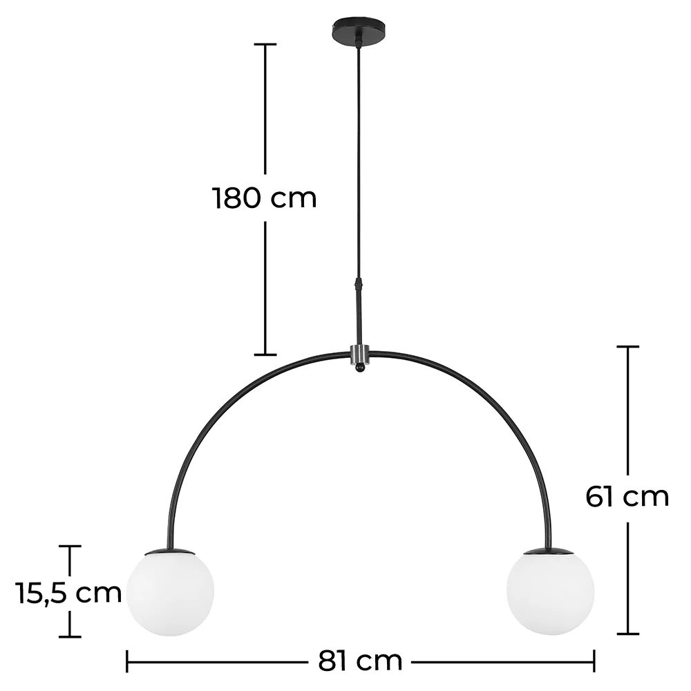 Kugel-Deckenleuchte aus Glas - 2-Arm Pendelleuchte - Josephine image 10