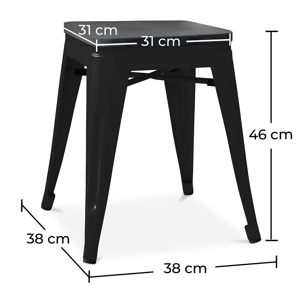 Hocker im Industriedesign - Holz & Stahl - 46cm - Stylix image 10
