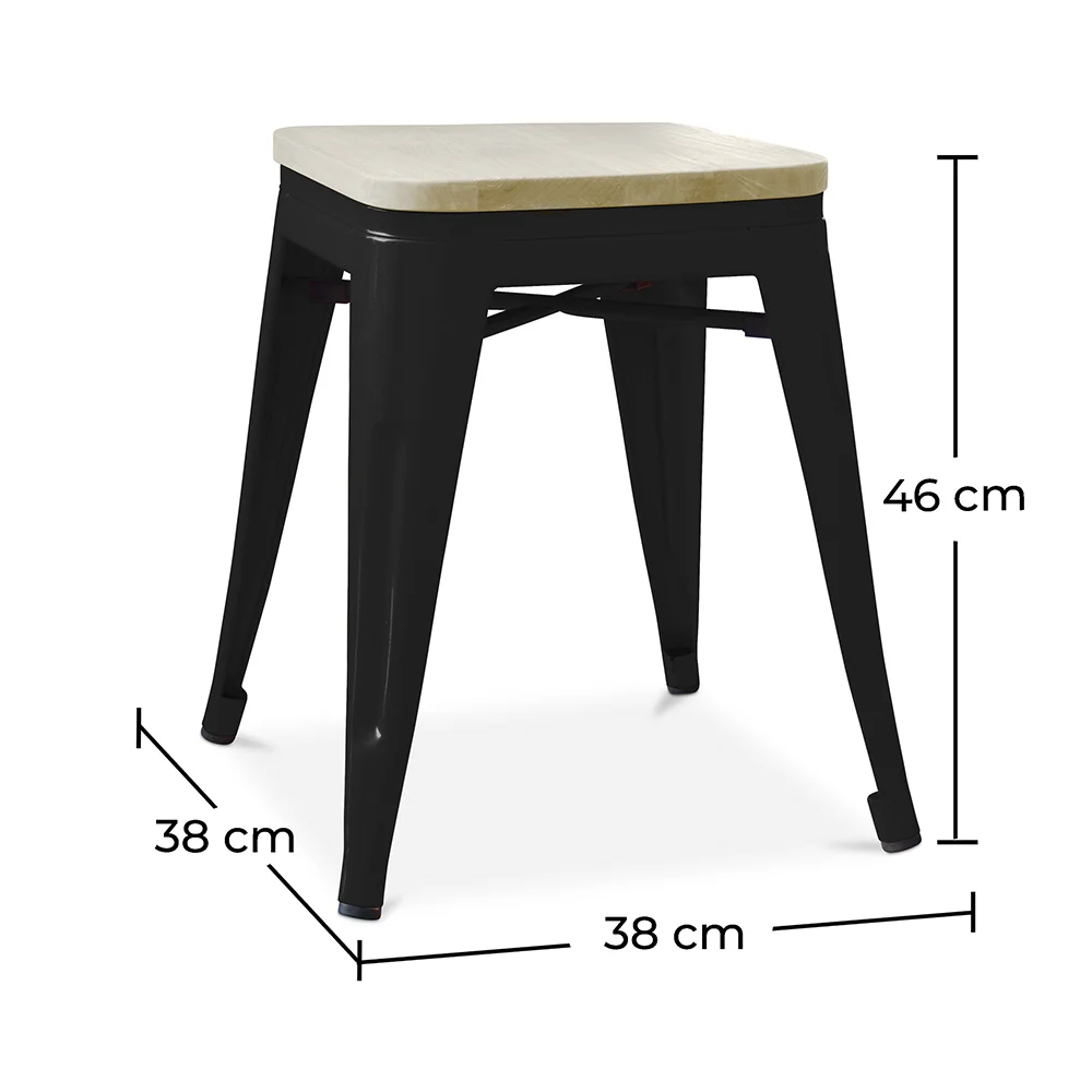 Hocker im Industriedesign - Holz & Metall - 45cm - Stylix image 10