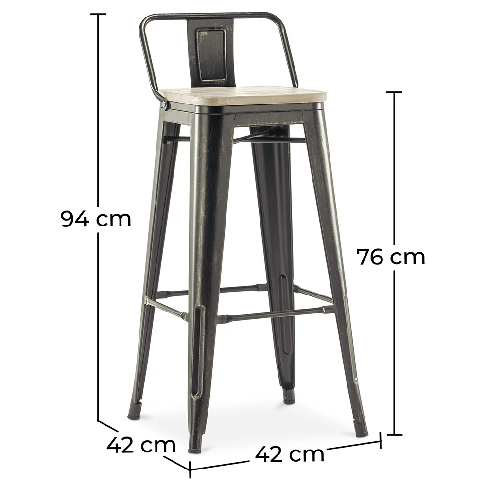 Barhocker mit Rückenlehne - Industriedesign - 76 cm - Stylix image 10