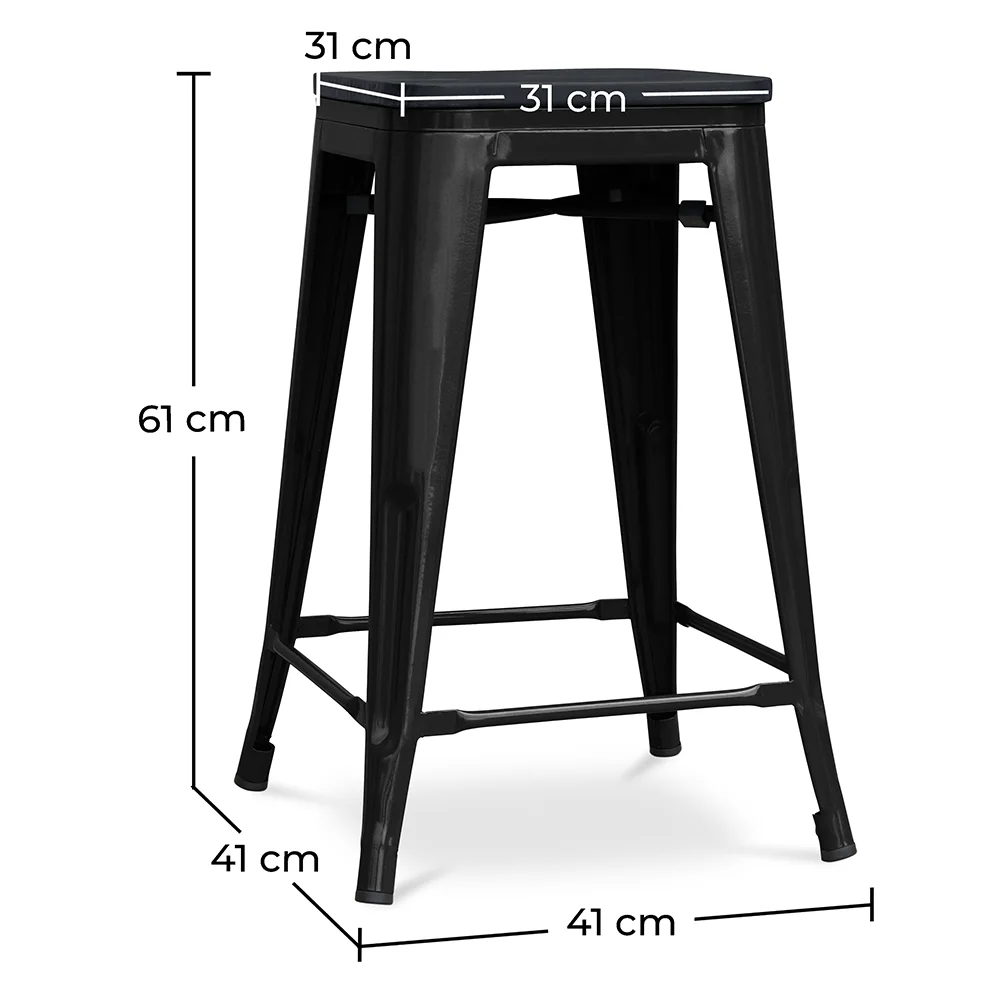 Barhocker - Industriedesign - Holz & Stahl - 61cm - Stylix image 10