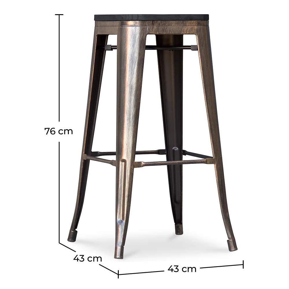 Barhocker - Industriedesign - Holz & Metall - 76cm - Stylix image 10