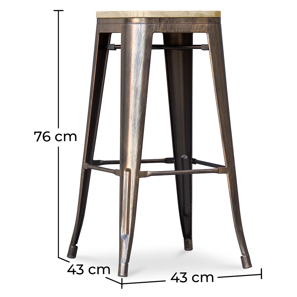 Barhocker - Industriedesign - Stahl & Holz - 76cm - Stylix image 10