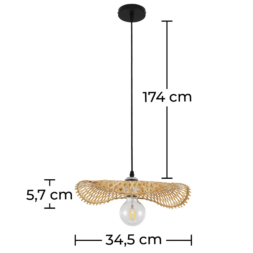 Deckenlampe aus Bambus -  Boho-Bali-Design-Pendelleuchte - Noila image 10