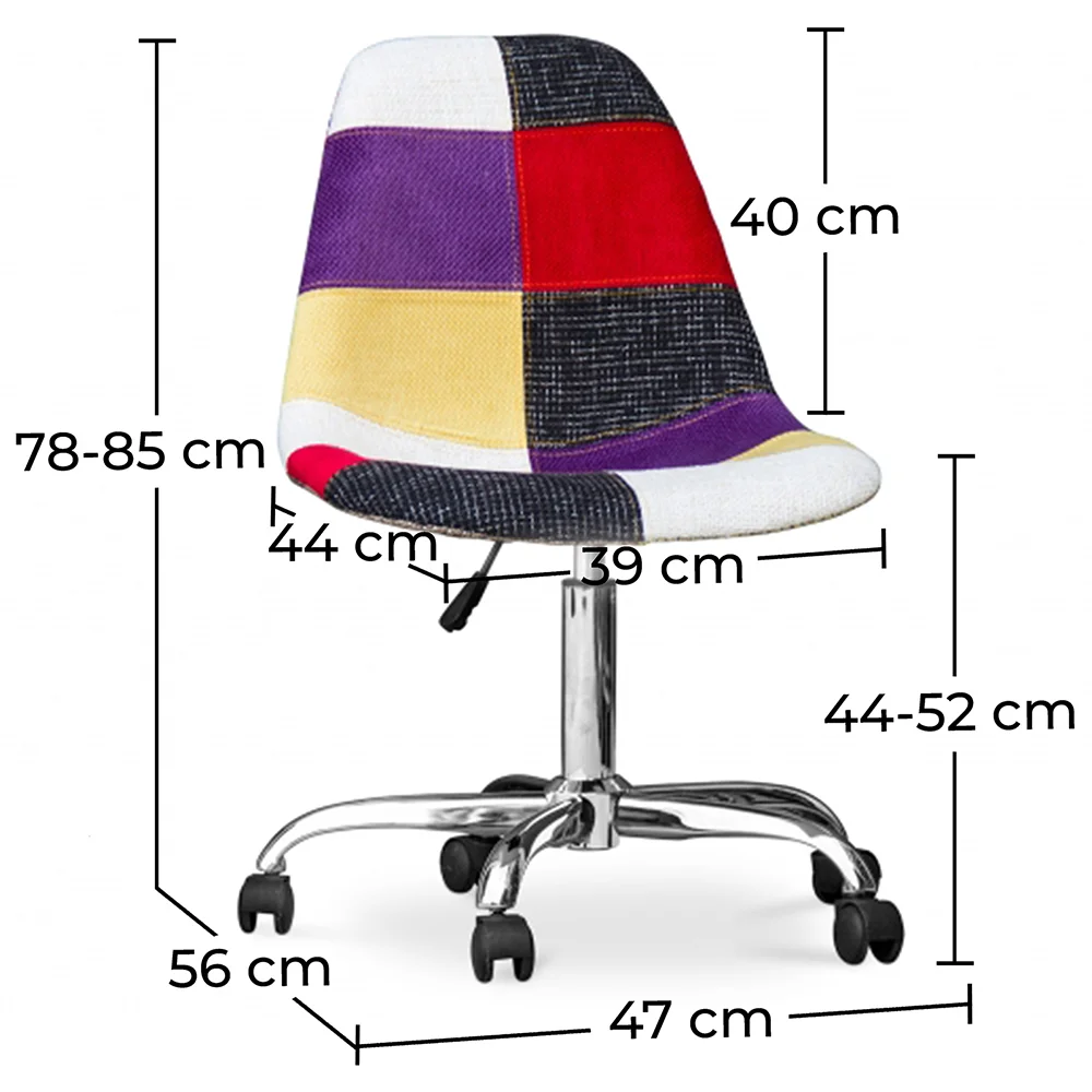 Bürostuhl mit Rollen - Schreibtischstuhl - Bezug aus Patchwork - Tessa image 10