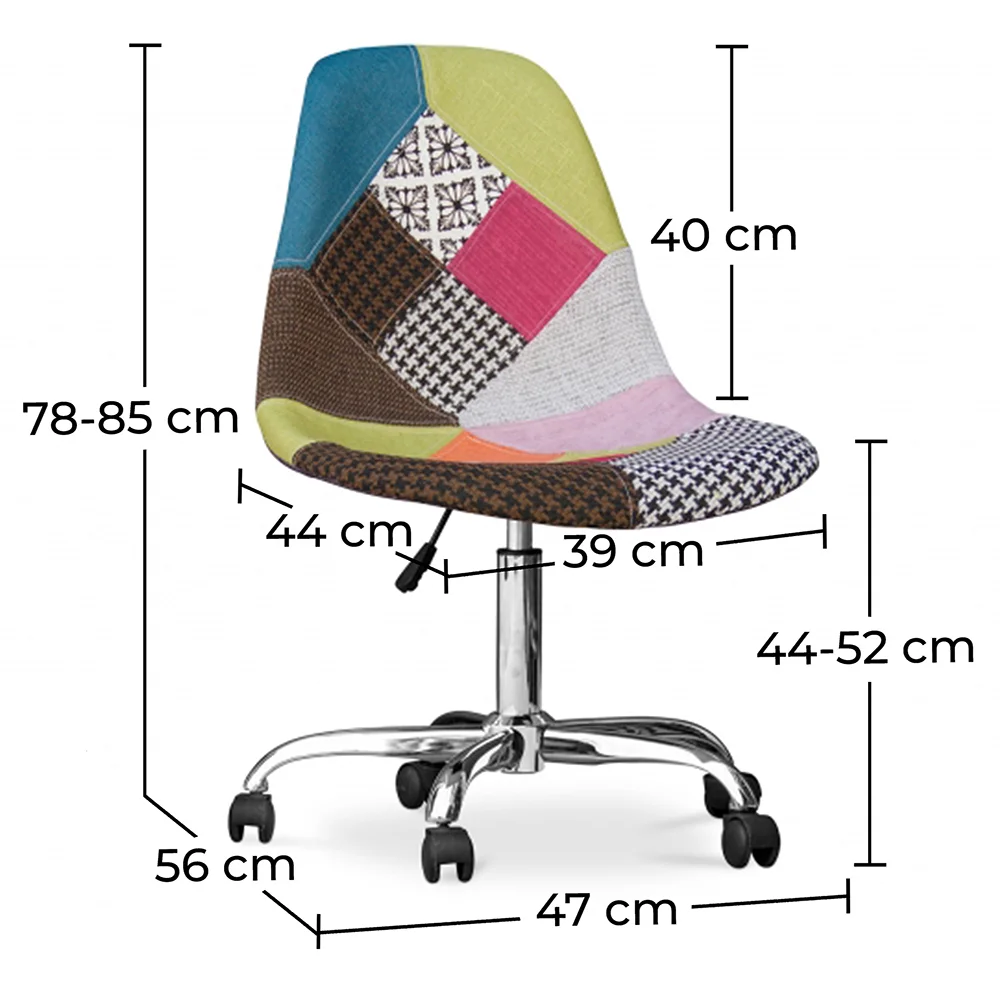 Bürostuhl mit Rollen - Schreibtischstuhl - Bezug aus Patchwork - Simona  image 10