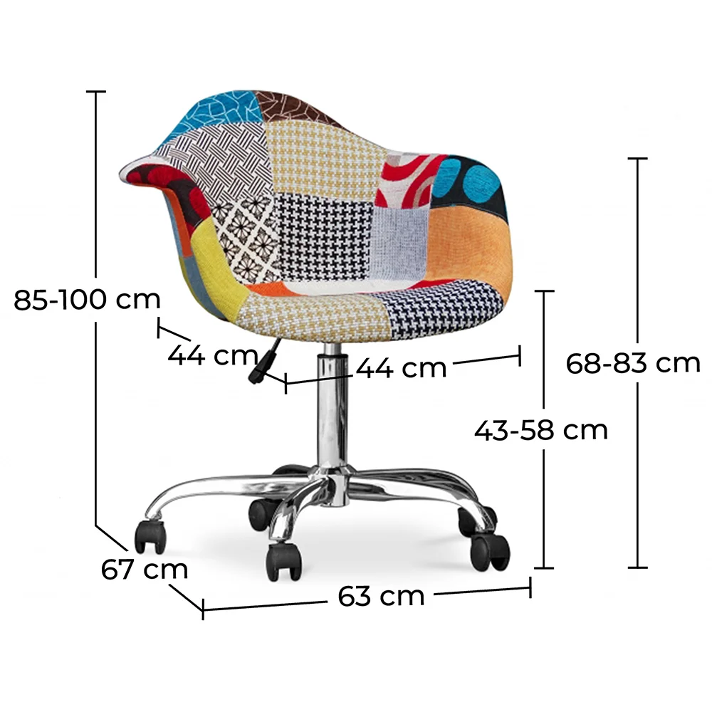 Bürostuhl mit Armlehnen - Schreibtischstuhl mit Rollen - Bezogen mit Patchwork - Patty image 10