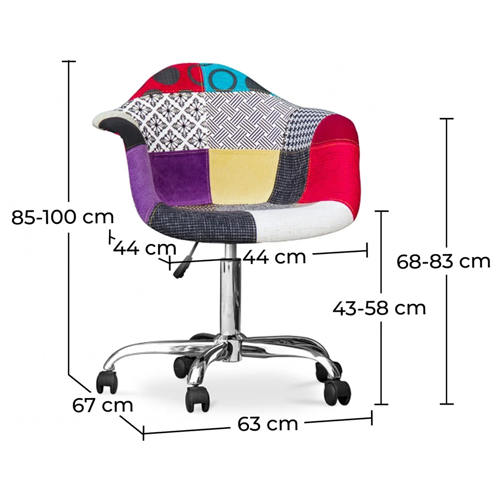 Bürostuhl mit Armlehnen - Schreibtischstuhl mit Rollen - Bezogen mit Patchwork - Ray image 10