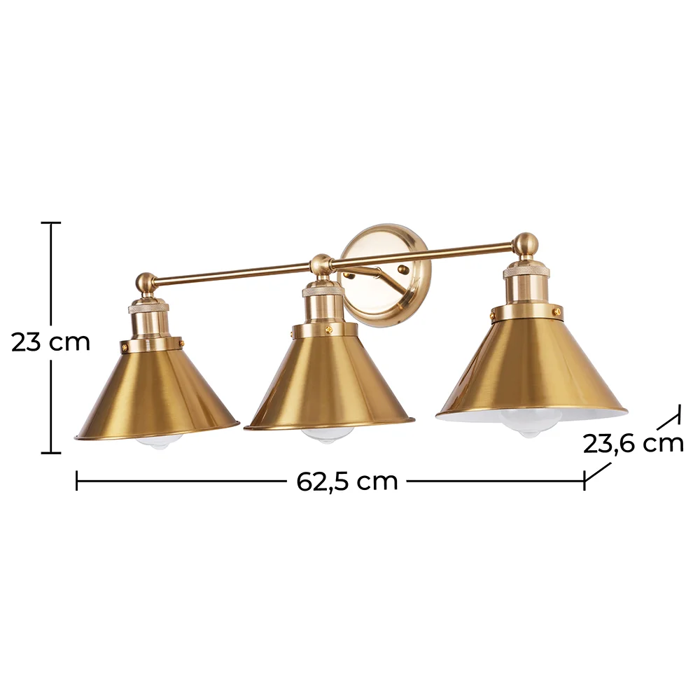Vintage Goldene Wandleuchte - 3 Lampen - Remir image 10