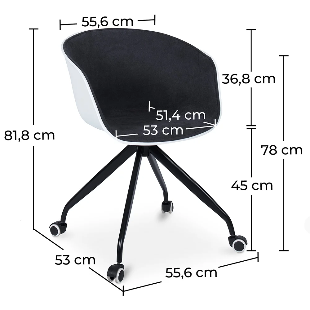 Bürostuhl mit Armlehnen - Schreibtischstuhl mit Rollen - Schwarz und Weiß - Jodie image 10