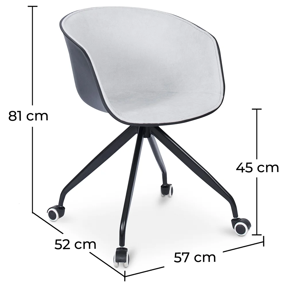 Gepolsterter Bürostuhl mit Armlehnen - Schreibtischstuhl mit Rollen - Schwarz und Weiß - Jodie image 10
