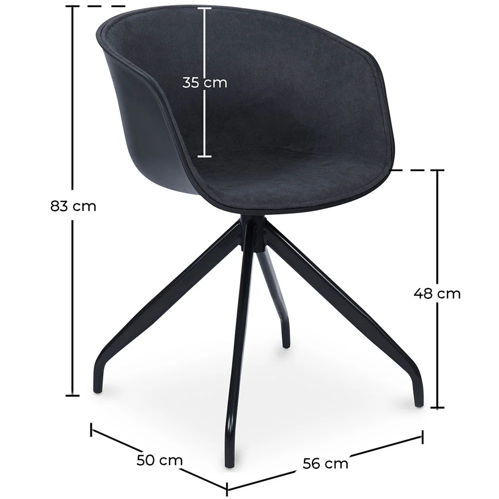 Bürostuhl mit Armlehnen - Schwarzer Design-Schreibtischstuhl - Jodie image 10