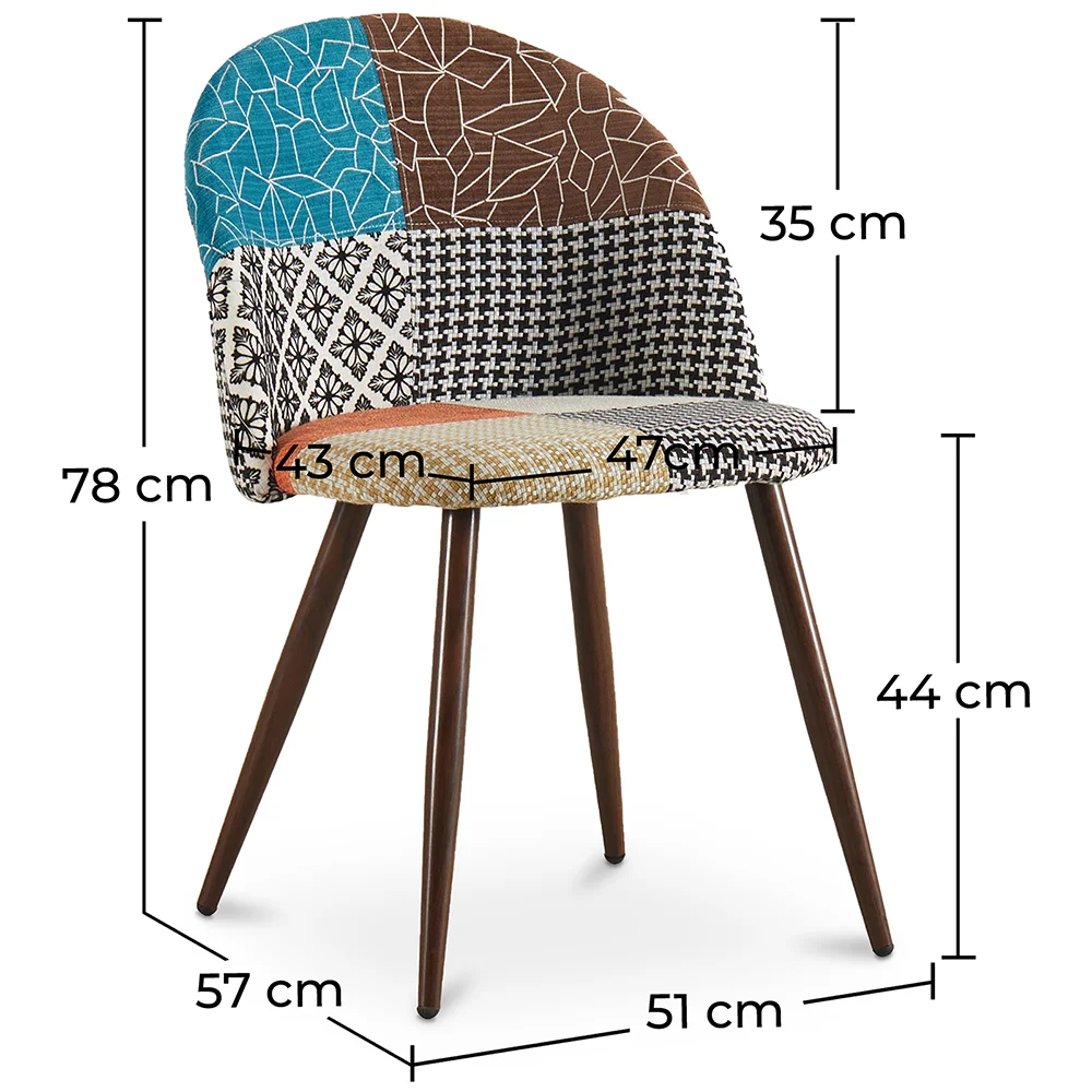 Gepolsterter Esszimmerstuhl mit Patchwork - Skandinavischer Stil - Patty image 10