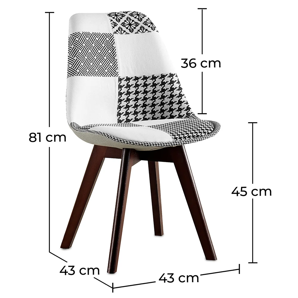 Esszimmerstuhl - Gepolstert in schwarz-weißem Patchwork - New Edition - Sam image 10