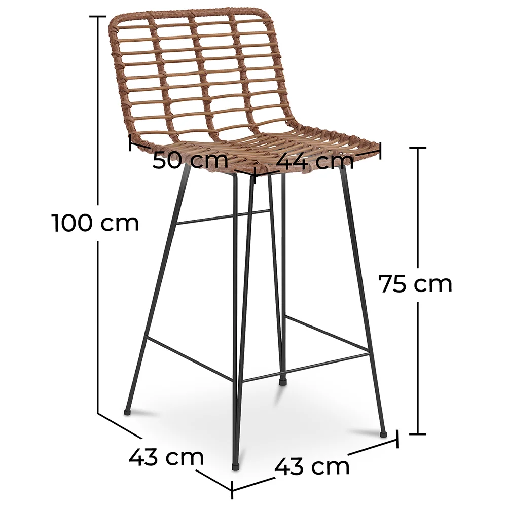 Barhocker aus Korbgeflecht mit Rückenlehne - Boho Bali Design - 75cm - Catori image 10