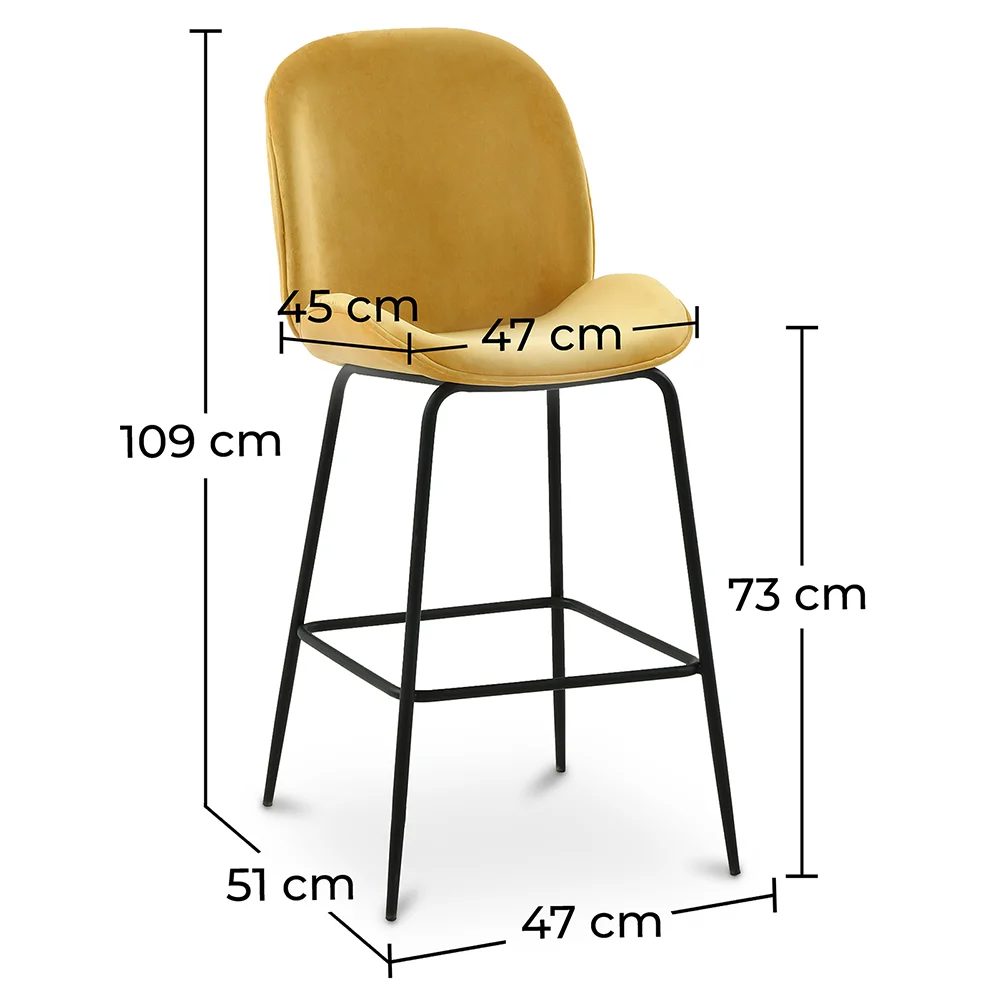 Hocker mit Rückenlehne - Samt gepolstert - Retro Design - Elias image 10