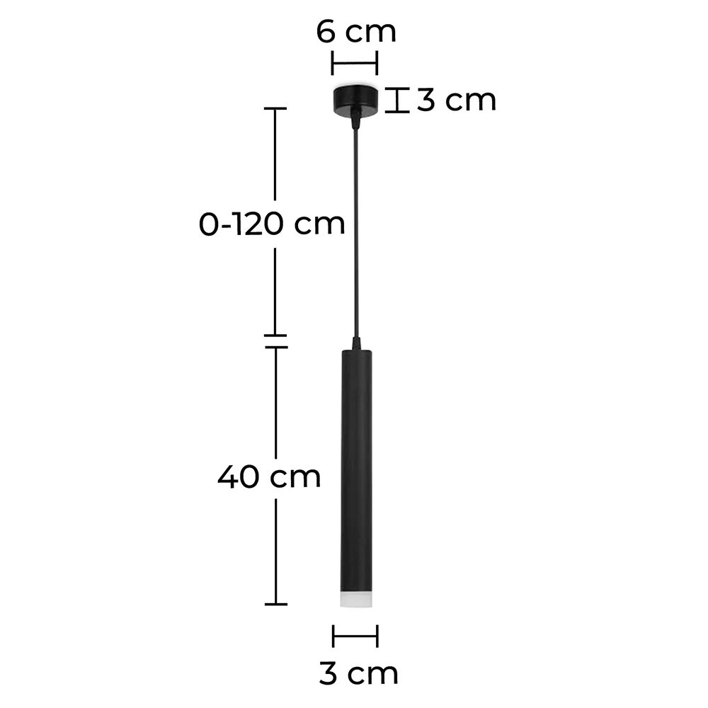 Rohr-förmige Deckenleuchte - LED-Pendelleuchte - Schwarz - Bruna image 10