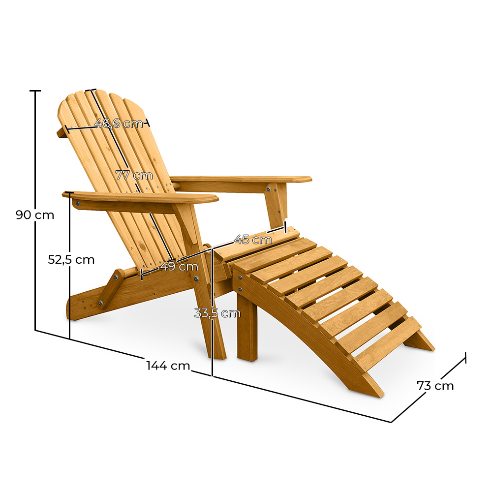 Stuhl für den Außenbereich mit Fußhocker und Tisch für den Außenbereich & Garten - Holz - Alana image 10