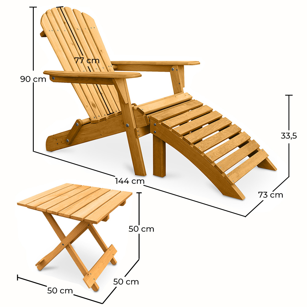 Stuhl für den Außenbereich mit Fußhocker und Tisch für den Außenbereich & Garten - Holz - Alana image 10